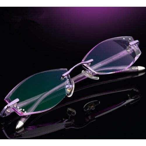 Suitable for High Myopia, Rimless Glasses Trimming Diamond, Diamond-studded Female Models Fashion Glasses Plates Frames 128