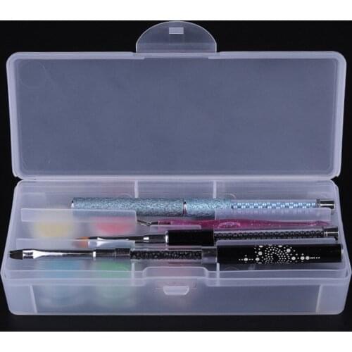 Hot 1PC Rectangle Double-layer Nail Art Tool Empty Storage Box Tweezers Clippers Polishing Nail Art Pen Brush Plastic Container