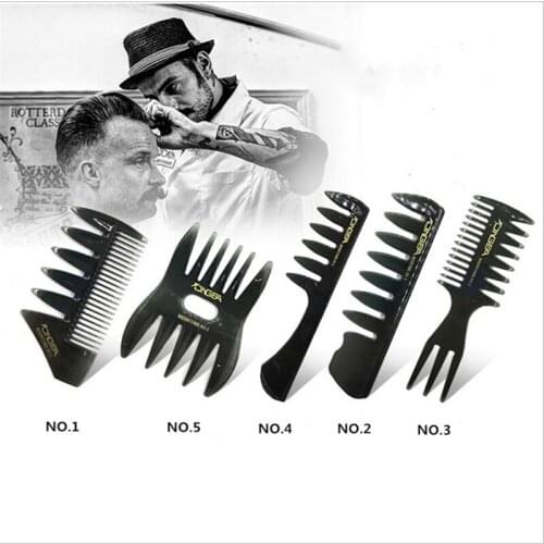 5pcs New Wide Teeth Hairbrush Fork Comb Men Beard Hairdressing Brush Barber Shop Styling Tool Salon Accessory Hairstyle Set