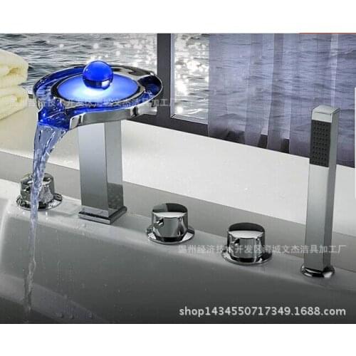 Kitchen Faucet LED Waterfall Faucet Separate Bathtub Faucet Five-piece Bathtub Faucet