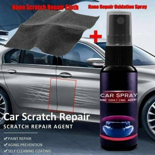 For Car Paint Care 1pc 30ml Repairing Spray Coat Oxidation Liquid & Nano Car Slight Scratch Remover Cloth Set Mayitr