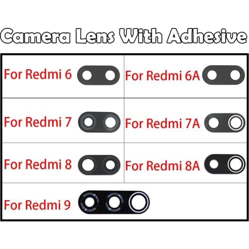 2Pcs/Lot, Back Rear Camera Glass Lens with Adhesive For Xiaomi Redmi 6 7 8 9 9C 7A 6A 8A Note 6 7 8 K20 Pro / Mi 9T Pro