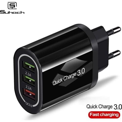 Suhach Quick Charge 3.0 USB Charger For iPhone Xr Samsung S10 Xiaomi Huawei Fast Charger QC 3.0 Travel Wall Mobile Phone Charger