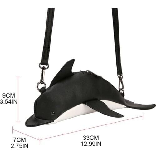 Women Ladies Cute Dolphin Shape Crossbody Shoulder Bag PU Leather Tote Purse Handbag Purse Satchel