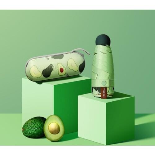 Mini Umbrella Space Capsule Cute Fruit Shape Super Black Coating Umbrella Vinyl Sunscreen and UV Protection Umbrella