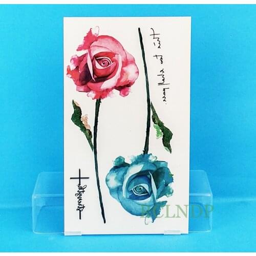 Waterproof Temporary Tattoo Sticker water color ink rose flowers tatto stickers flash tatoo fake tattoos for child girl women