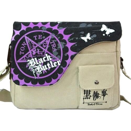Japan Anime Black Butler Bag Kuroshitsuji Sebastiane Shoulder Bag Schoolbag Canvas Student Messengeer Bags for Boys Girls
