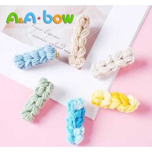 New Handmade Cotton Knitting For Baby Girls Little Princess Knitted Hair Pins Hair Clips For Girl Fashion Sweet Hair Jewelry