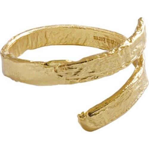 ZEMIOR Korean Style Rings For Women S925 Sterling Silver Irregularity Gold Silver Foil Paper Ring Simple Romantic Fine Jewelry