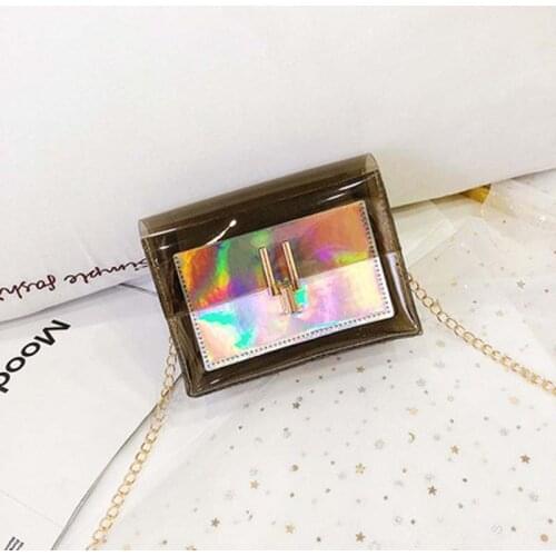 10PCS / LOT Women Shoulder Bag Laser Transparent PVC Crossbody Summer Messenger Bags for women Korean Style Waterproof