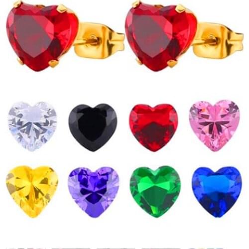 Earrings for Women Stainless Steel Multicolor Zircon Stud Earrings Gifts for Female Accessories Fashion Jewelry Korean Earrings