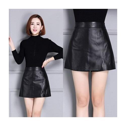 2019 Women Genuine Sheepskin Leather Shorts KS40