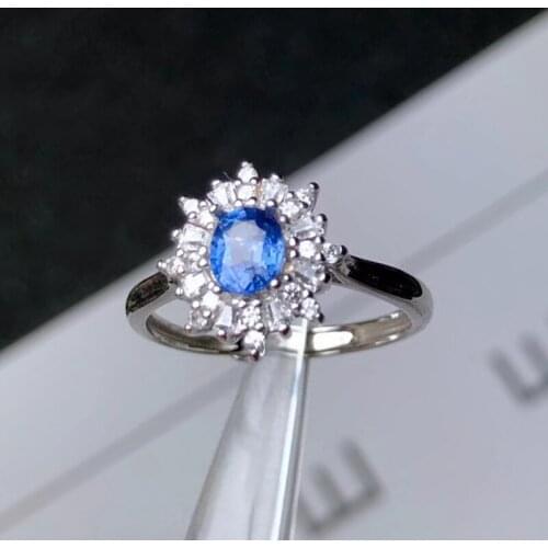 CoLife Jewelry 100% Natural Sapphire Wedding Ring 4*5mm Blue Sapphire Ring 925 Silver Sapphire Jewelry Brithday Gift for Woman
