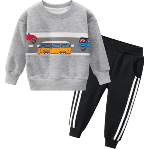 ZWF410 Children Boys Girls Tracksuit Kids Long Sleeve Tops Leisure Toddler Pants 2pcs Clothing Sets Sport Suits Spring Baby