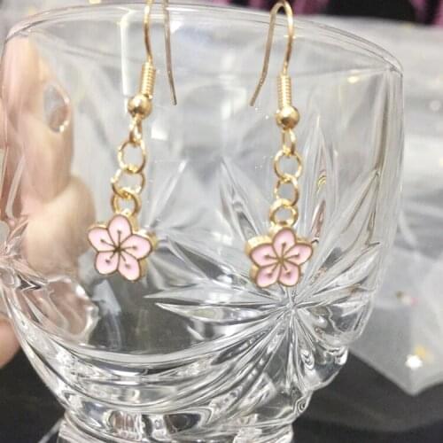 1 Pair Fashion Women Sweet Fresh Handmade Mini Pink Flower Bowknot Rabbit Cat Paw Pendant Earring Jewelry Accessories Gift