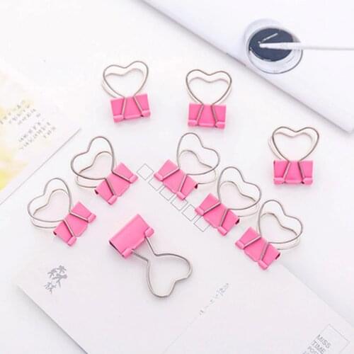 1pcs Love Clip Novelty Cute Small Clip Kawaii Stationery Magnetic Clips Pink Paper Clips Student Binder Kawaii School Supplies