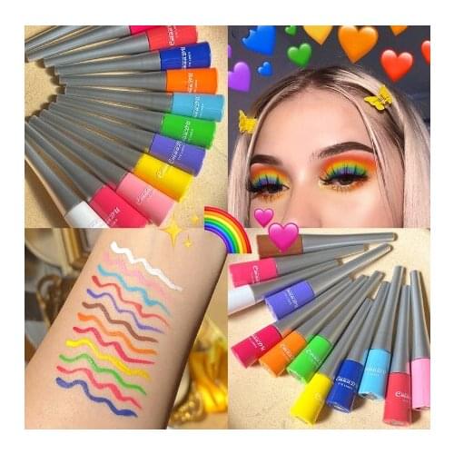 1PC Colorful Neon Yellow Green Liquid Eyeliner Quick Dry Waterproof Eyes Makeup Liquid Eye Liner White Blue Eyes Cosmetics Pen