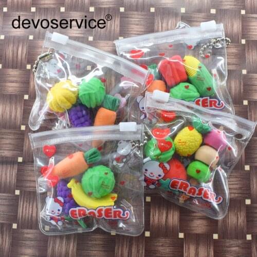1 Pack Soft Durable Fruit Vegetable Eraser Cute Colored Pencil Rubber Kawaii Stationery Erasers For School Kids Gifts Supplies