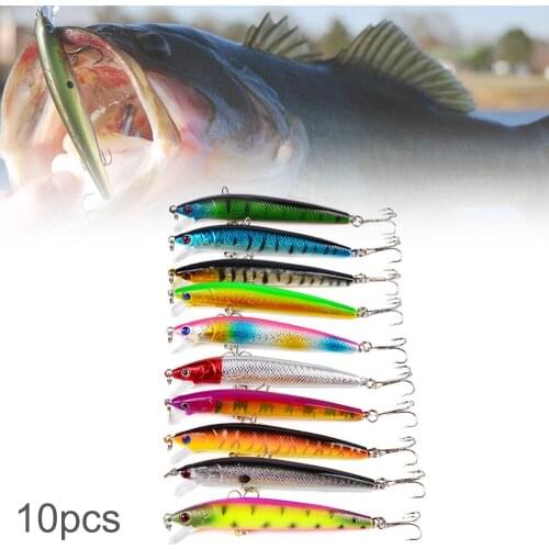 10pcs/lot Minnow Fishing Lures 8.5g 9.5cm Hard Baits Wobblers with 2 Treble Hooks Sea Fishing Crankbait Pesca Jigging