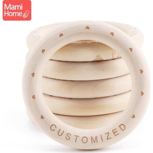 20/50pc 70*10mm Maple Wood Ring Baby Teething Ring Custome Baby Name DIY Making Baby Bracelet Necklace Wooden Teether Nurse Gift