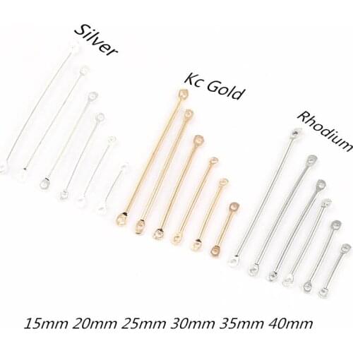 50pcs/Lot Silver/Rhodium/KC Gold Double Cylinder Connecting Rod Metal Earrings Ear Clip Ear Hook Jewelry Materials Accessories