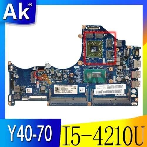 Akemy For Lenovo Y40-70 Laptop Motherboard 5B20F78648 ZIVY1 LA-B131P 14 Inch Main Board SR1EF I5-4210U CPUR9 M275 2GB GDDR5