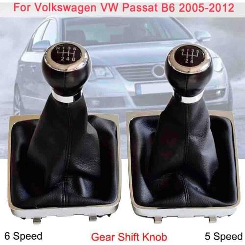 Car Styling Accessories Manual 5 6 Speed Gear Lever Shift Knob Shifter Gaiter Boot Fit For Volkswagen VW Passat B6 2005-2012