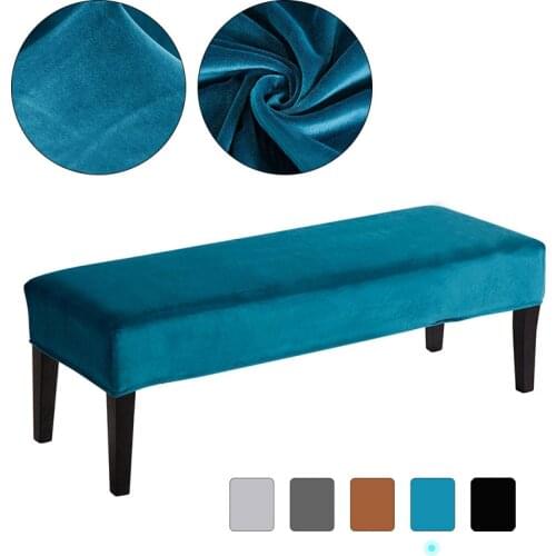 Velvet Long Bench Cover Stretch Piano Bench Cover for Home Office Hotel Solid Color Washable Seat Case Spandex Chair Cover