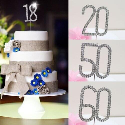 Digital Stick Rhinestone Decorated Cake Topper For Coming-Of-Age Ceremony Wedding Anniversary Birthday Party Adult Ceremony