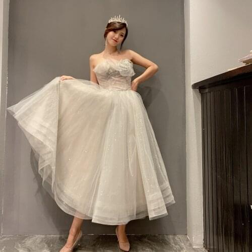 High celebrity Tulle A-line long wedding evening dresses 2021 New style Formal elegant dress Cocktail party