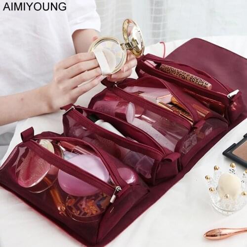 AIMIYOUNG Traveling Hanging Cosmetic Bag Women Zipper Case Make Up Wash Bag Makeup Bags Necessaries Storage Organizer Toilet Bag
