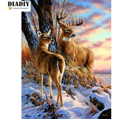 Full Square&round drill 5D DIY Diamond embroidery moose animal Diamond Painting Cross Stitch Rhinestone Mosaic decor gift