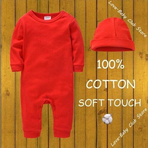 Newborn Infant Romper with Cap Clothing Set Long Sleeve 100% Cotton Baby Girls Boys 3M 6M 9M 12M 18M 2020 New Autumn Winter