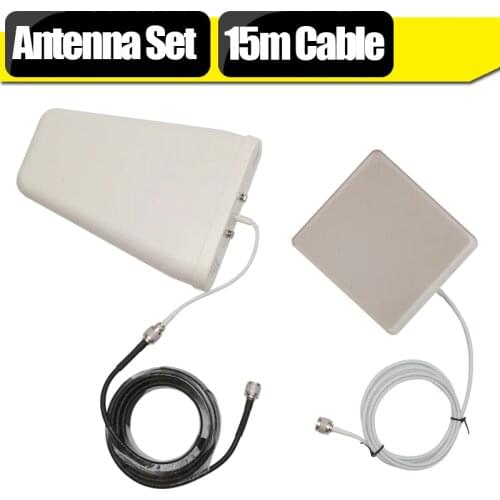 GSM CDMA 3G WCDMA 4G LTE Antenna Set For Signal Booster 10dBi Log Periodic Antenna + 9dBi Panel Antenna +15 Meters Coaxial Cable