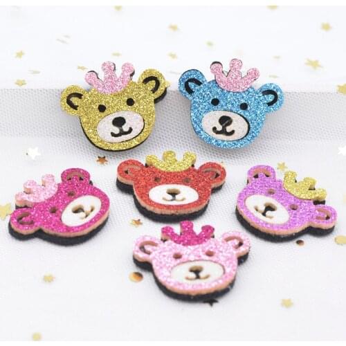 12Pcs 35*30mm Padded Bling Crown Bear Applique for DIY Clothes Crafts Headwear Hairpin Clips Band Hoop Bow Decor Accessories L36