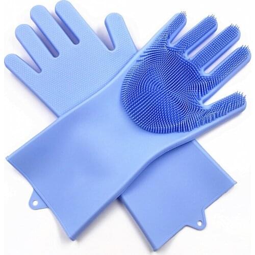 Kitchen Silicone Cleaning Gloves Magic Silicone Dish Washing Gloves For Household Silicone Scrubber Rubber Dishwashing Gloves