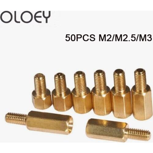 50Pcs M2*L+3mm M2.5/M3*L+6mm Hex Head Brass Spacing Screws Threaded Pillar PCB Computer PC Motherboard StandOff Spacer