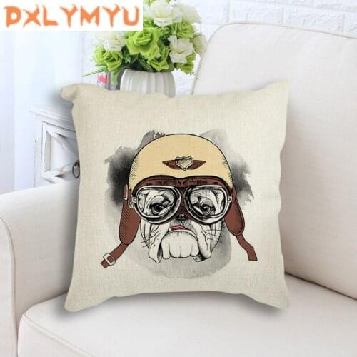 Linen Cotton Cushion for Sofa American Orangutan Dogs Cat Deer Squirrel Biker Animals Print Decorative Throw Pillow Home Decor