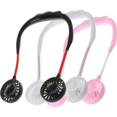 2019 Summer Hands-free Lazy Neck Band Hanging USB Rechargeable Sports Dual Fan Mini Air Cooler Portable 3 Speeds Large battery