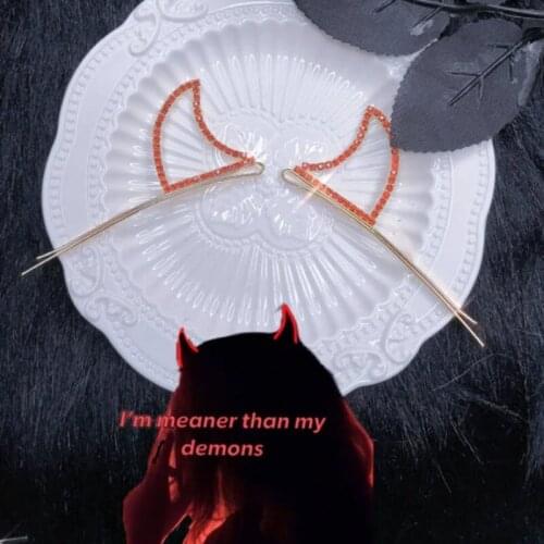 Stonefans Fashion Devil Horn Rhinestone Hair Clip Jewelry for Women Halloween Hairpin Crystal Barrettes Hair Accessories 2pcs