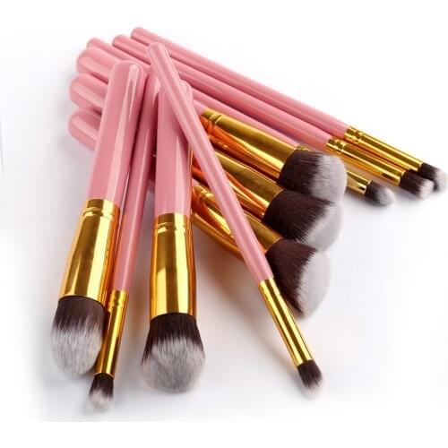 10Pcs Brushes Fashion Portable Multifunctional Soft Makeup Brush Set 3.5CM Wood Makeup Tool Total Length 13CM Makeup Brushes