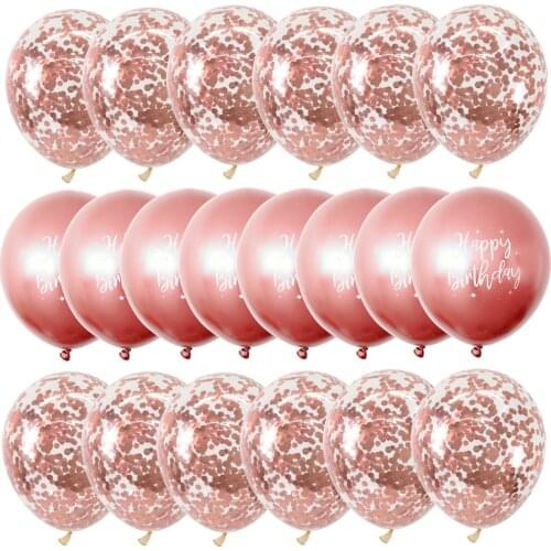 12inch 20pcs Rose Gold Chrome Confetti Balloons Set Printed Happy Cumpleaños Metallic Globos Navidad Decorations New Year 2021