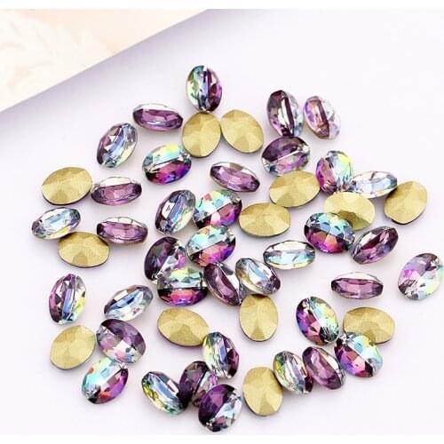 Small Size Navette Shape Glue On Rhinestones Crystals Nails Decoration Stones Point Back Glass Crystal Nails Glue On