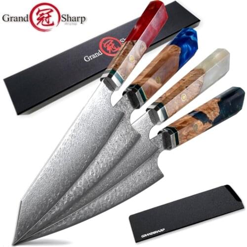 Grandsharp 8.2 Inch 67 Layers Japanese Damascus Knife Chef Kitchen Knives VG-10 Steel Home Cooking Sushi Sashimi Slicing Tools