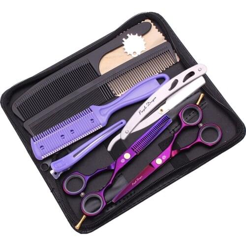 Haircut Set 5.5" Ciseaux Coiffure Professionnelle JP Stainless Purple Dragon Barber Hair Cutting Scissors Beauty Thinning 1104