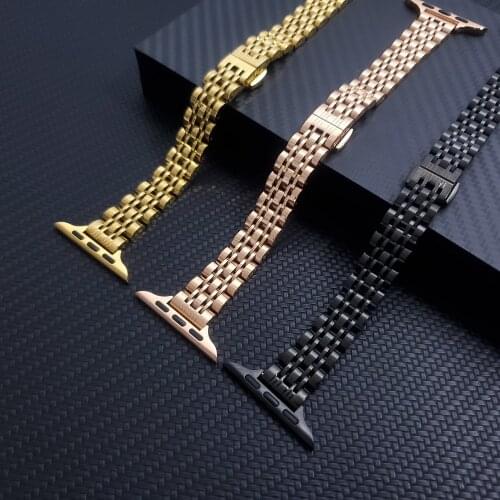 Slim Metal Stainless Steel link Strap for apple watch se 40mm 44mm strap iwatch 6 5 4 3 38mm 42mm Bracelet men women Watchbands