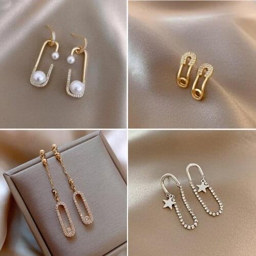 RscvonM New Design Pearl Irregular Pin Dangle Earring For Woman Fashion Korean Jewelry Luxury Sexy Girls Party Wear Earrings