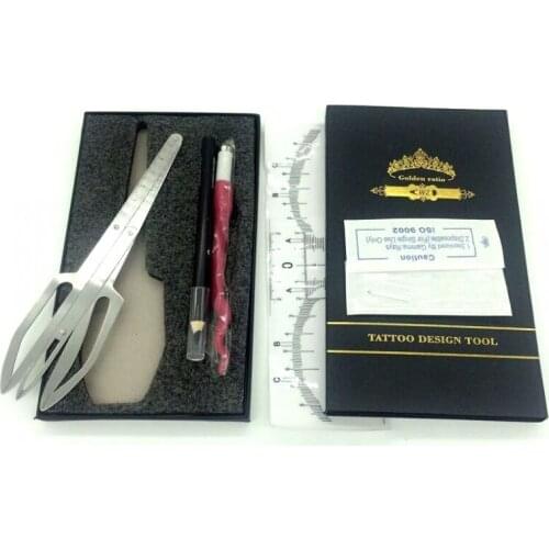 Royun Permanent Makeup Pen Microblading Needle Golden Mean CALIPERS Measure Ruler Kit