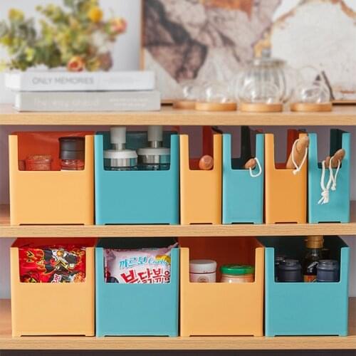 Cabinet Storage Box Kitchen Desktop Storage Basket Storage Box Plastic Shelf Cookware Sorting Box Kitchenware Storage Basket