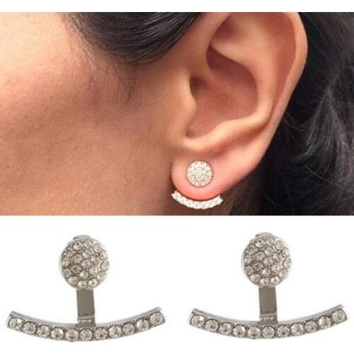 Ex1299 European Fashion Vintage simple crystal alloy geometric Circle T word studs earrings trend Womens Jewelry Accessories